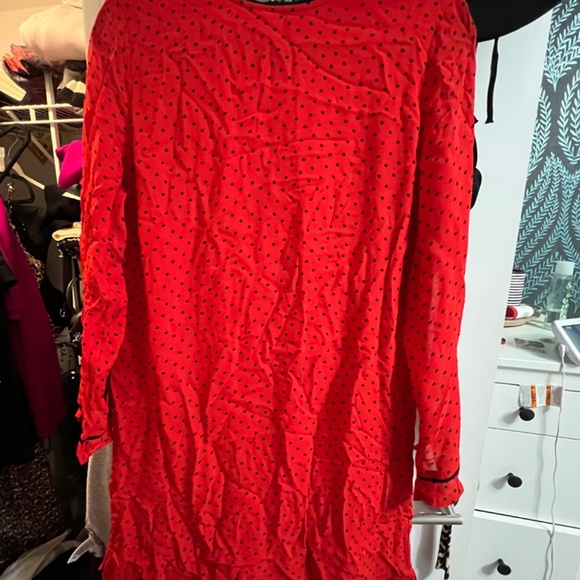 Ganni red polka dot georgette dress - Picture 2 of 8